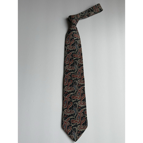 BROOKS BROTHER Maker Men's 100% Silk Neck Tie Blue/Red/Cream Paisley Made in USA - Picture 6 of 6